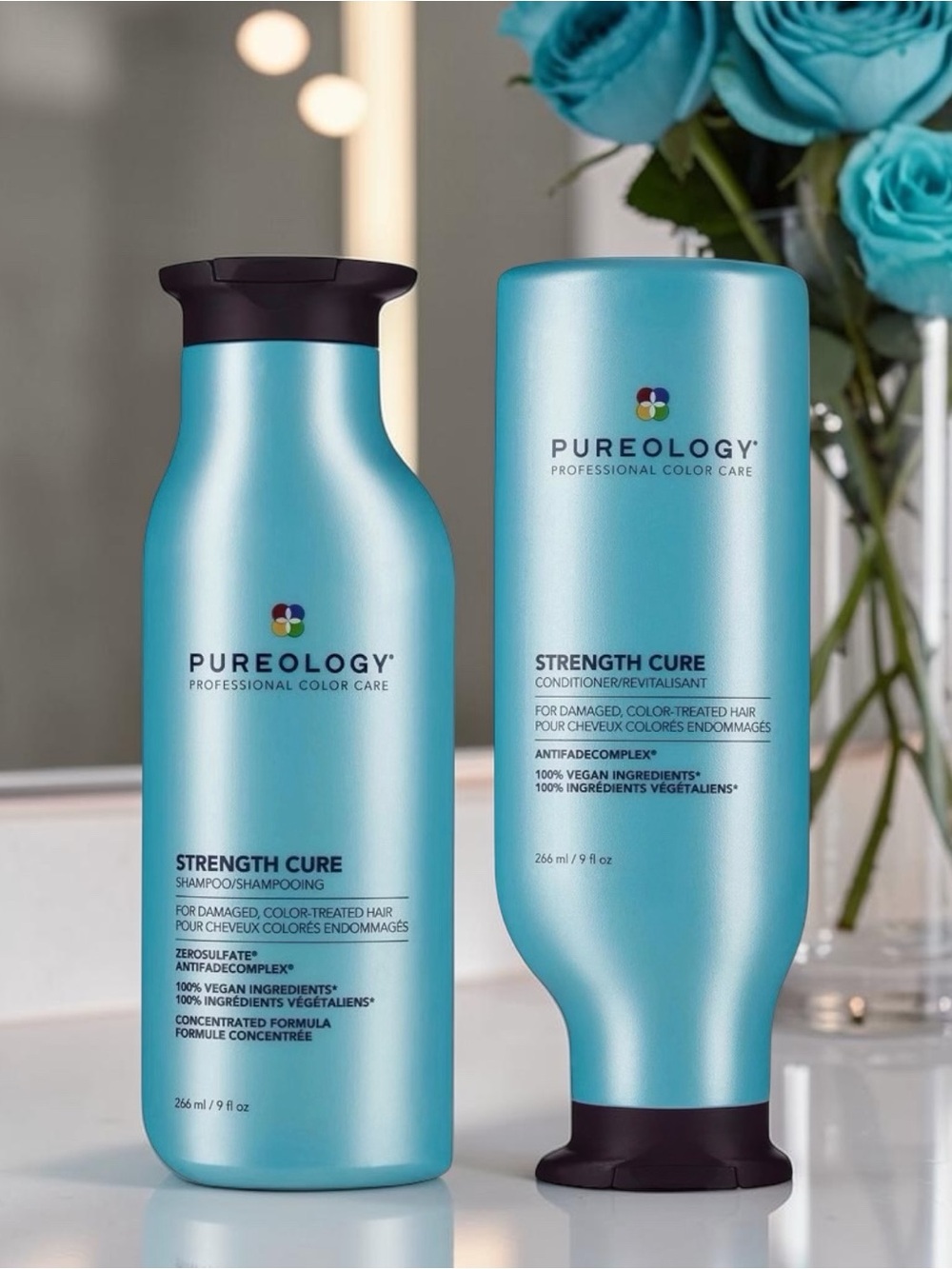 PUREOLOGY Strength Cure Shampoo + Conditioner for Damaged Hair ALLURE WINNER